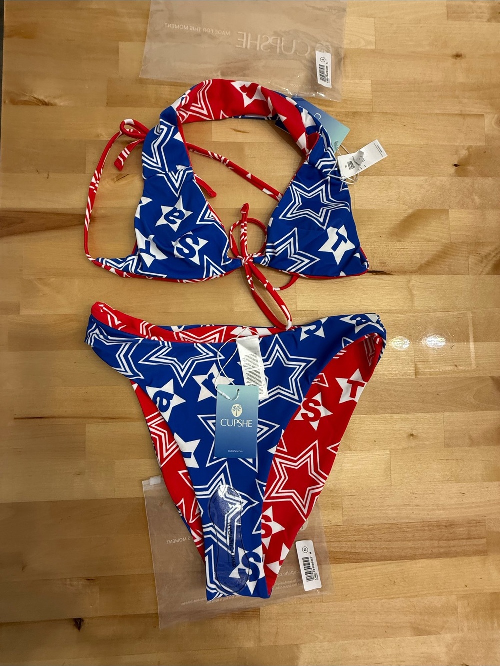 Cupshe Red, White and Blue Reversible Bikini NEW - Picture 9 of 10